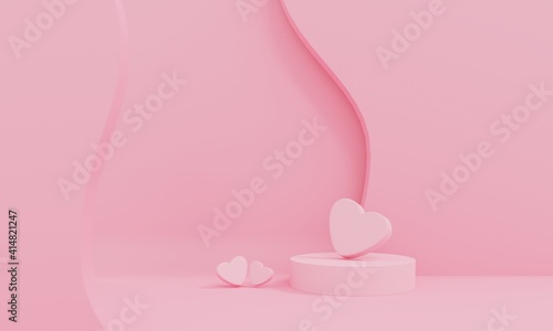 pink rose petals in vase with 3d illustrations cartoon desk © motiontail