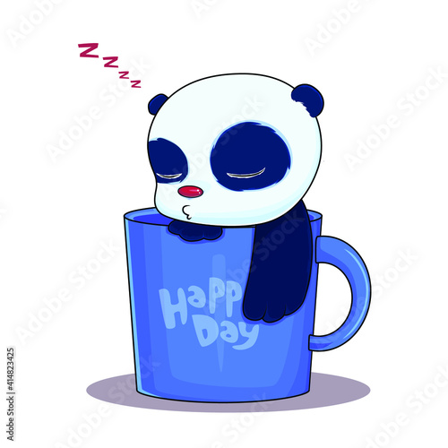 illustrtion vector graphic lazy panda sleep in a cup,best for t-shirt etc