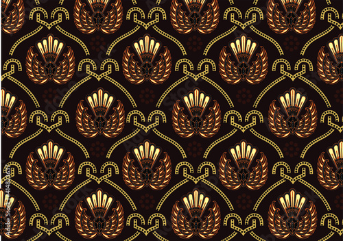 Indonesian batik motif, Batik is a technique of wax-resist dyeing applied to whole cloth, or cloth made using this technique originated from Indonesia. EPS 10
