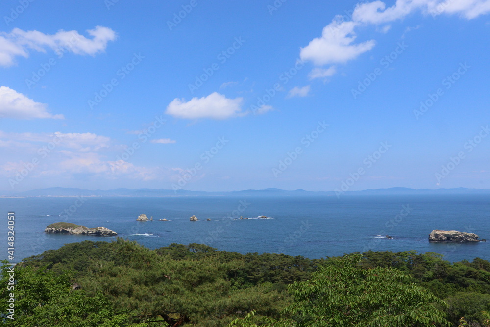 奥松島「嵯峨見台」からの景色（船越島と黒島）、宮城県東松島市