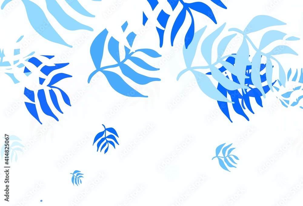 Fototapeta premium Light BLUE vector natural backdrop with leaves.