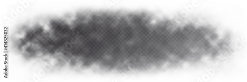 Fog on transparent background, vignette. Panoramic image, vector background.