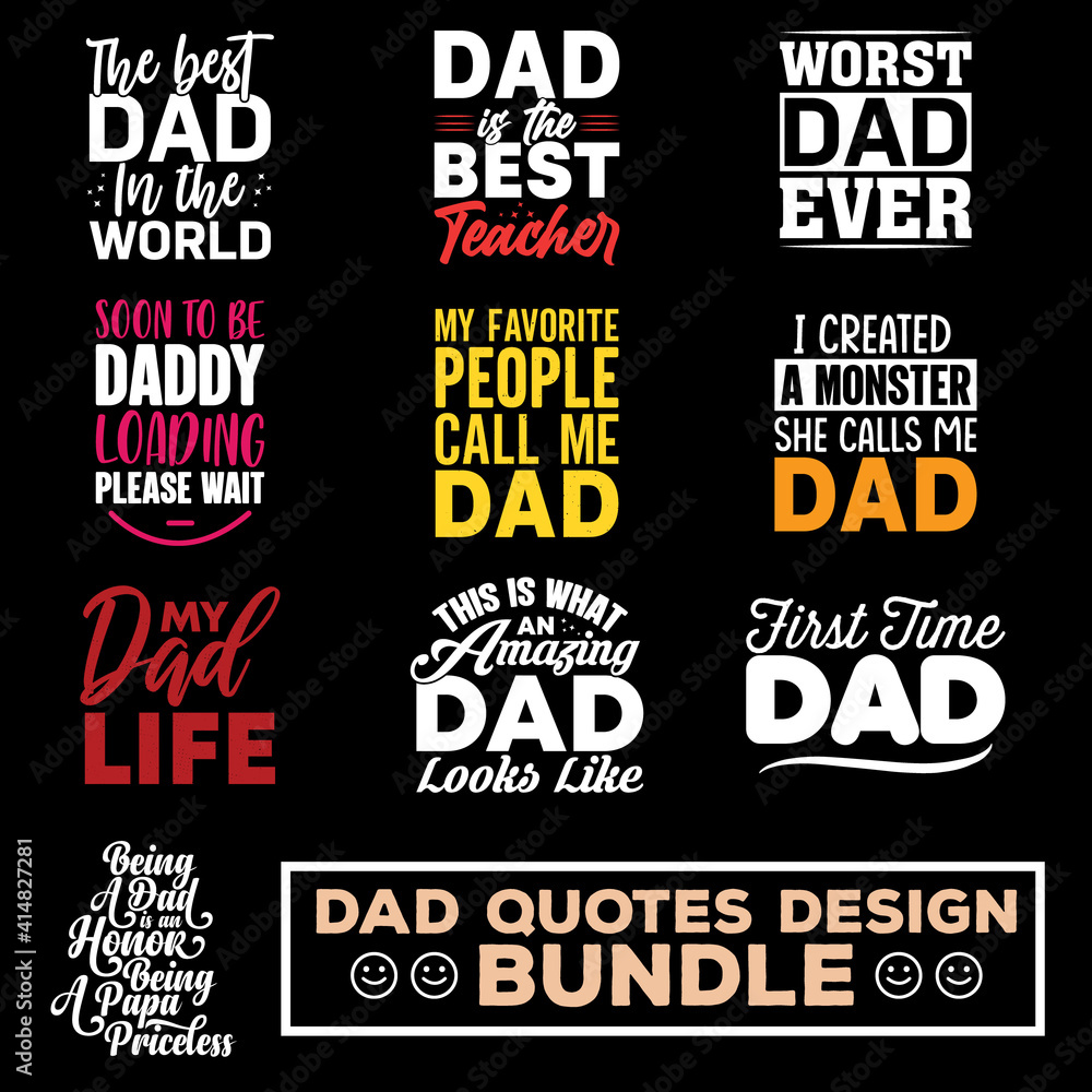 Naklejka Father typography quote design for awesome dad for gift card, banner, vector, t-shirt, poster, print, label