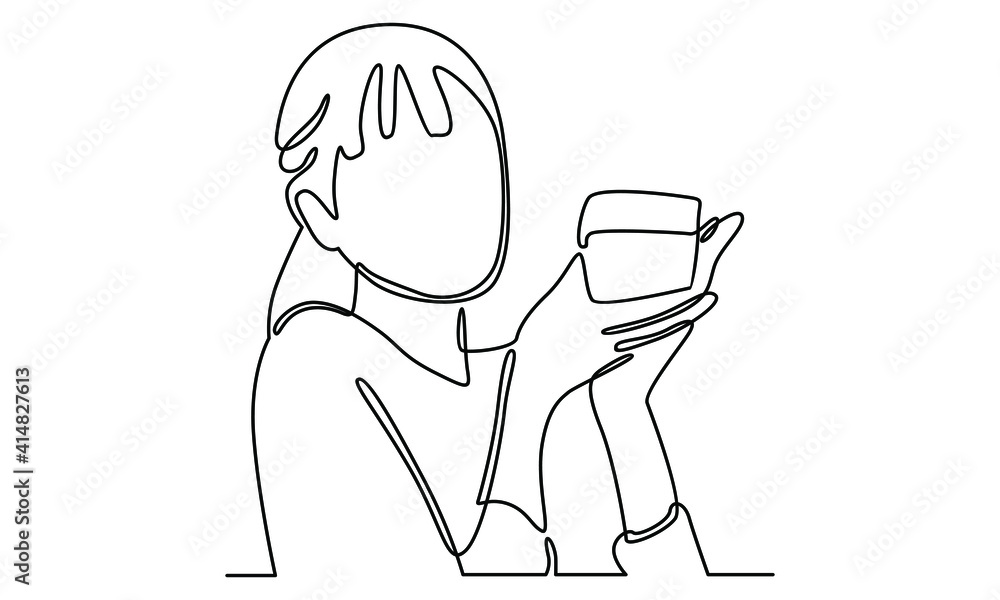 Continue line of woman hold a cup glass Continue line of woman hold a cup glass