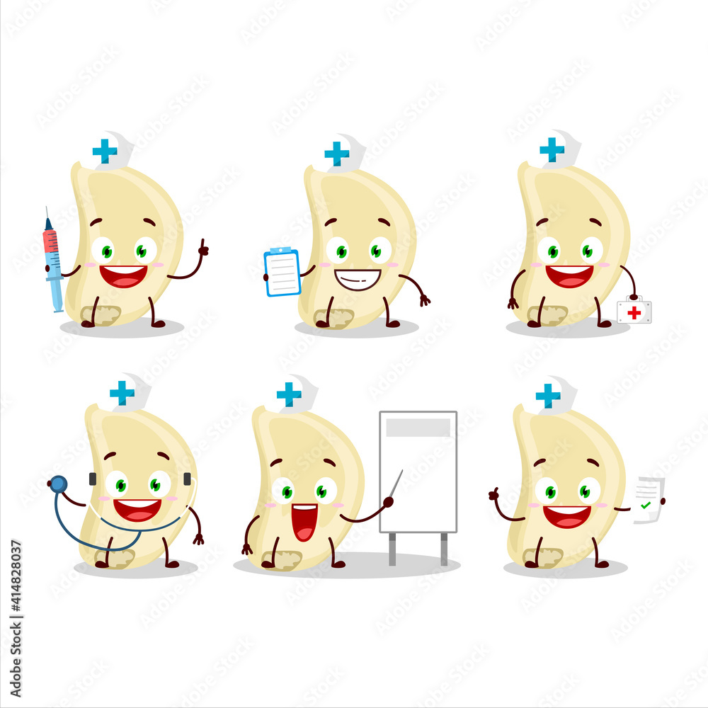 Doctor profession emoticon with slice of garlic cartoon character Doctor profession emoticon with slice of garlic cartoon character