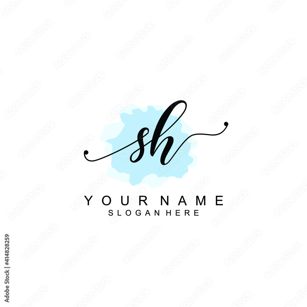 SH Initial handwriting logo template vector SH Initial handwriting logo template vector