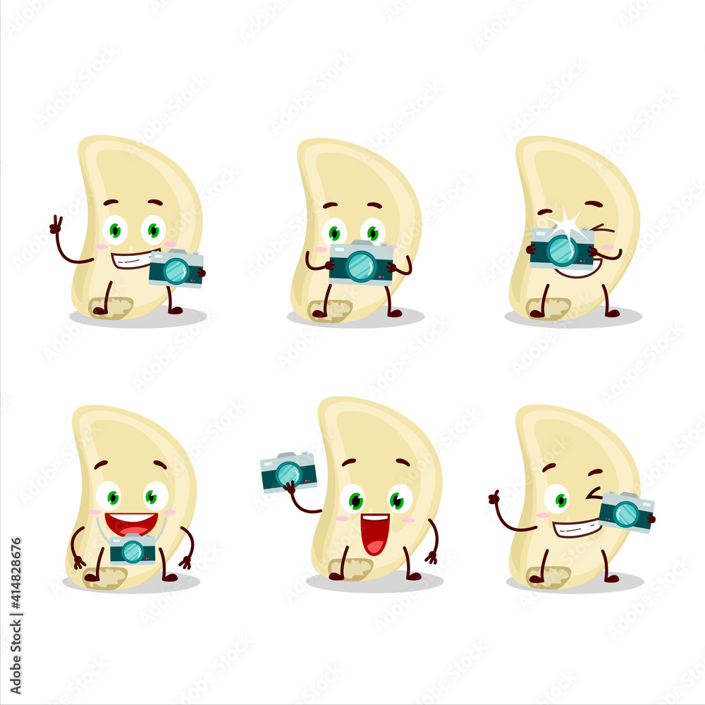 Photographer profession emoticon with slice of garlic cartoon character Photographer profession emoticon with slice of garlic cartoon character