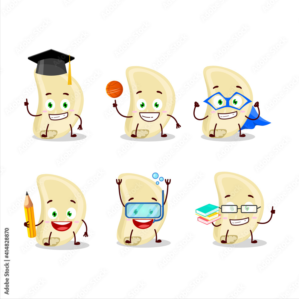 School student of slice of garlic cartoon character with various expressions
