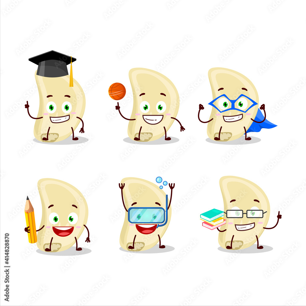 School student of slice of garlic cartoon character with various expressions School student of slice of garlic cartoon character with various expressions