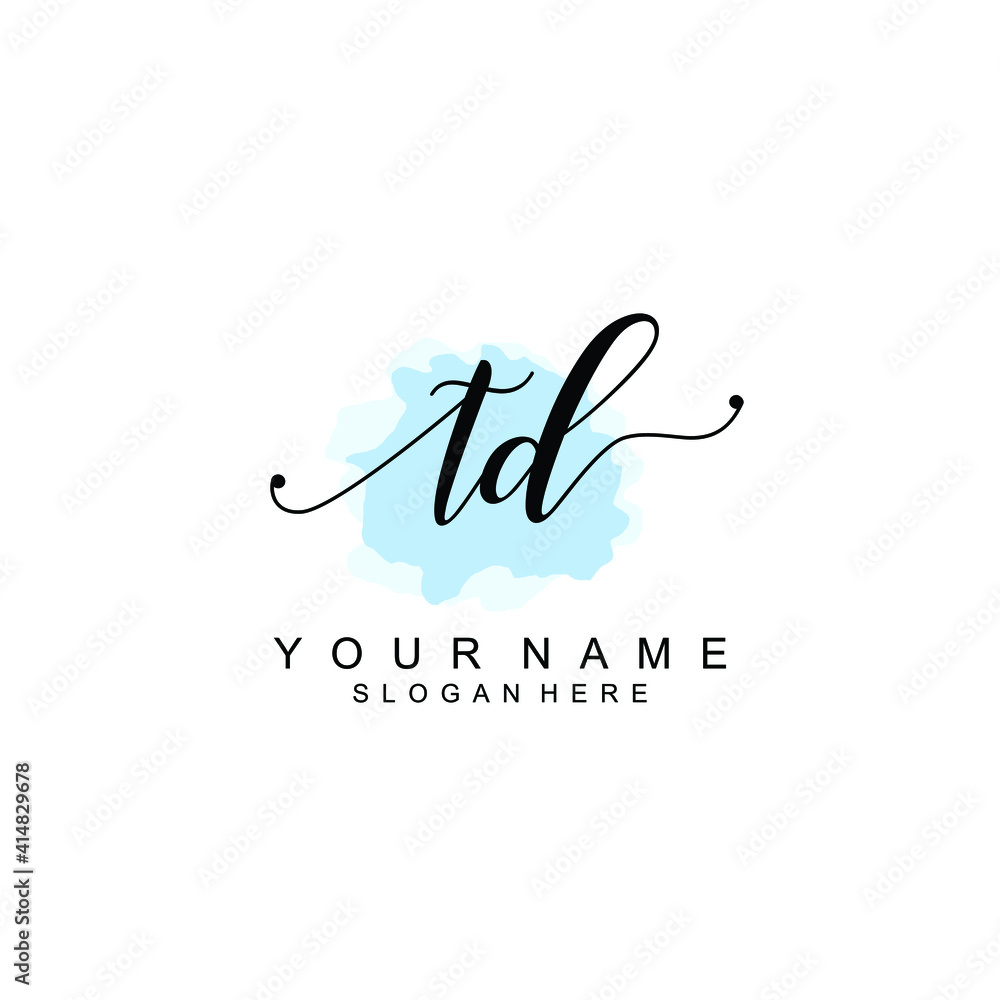 TD Initial handwriting logo template vector TD Initial handwriting logo template vector