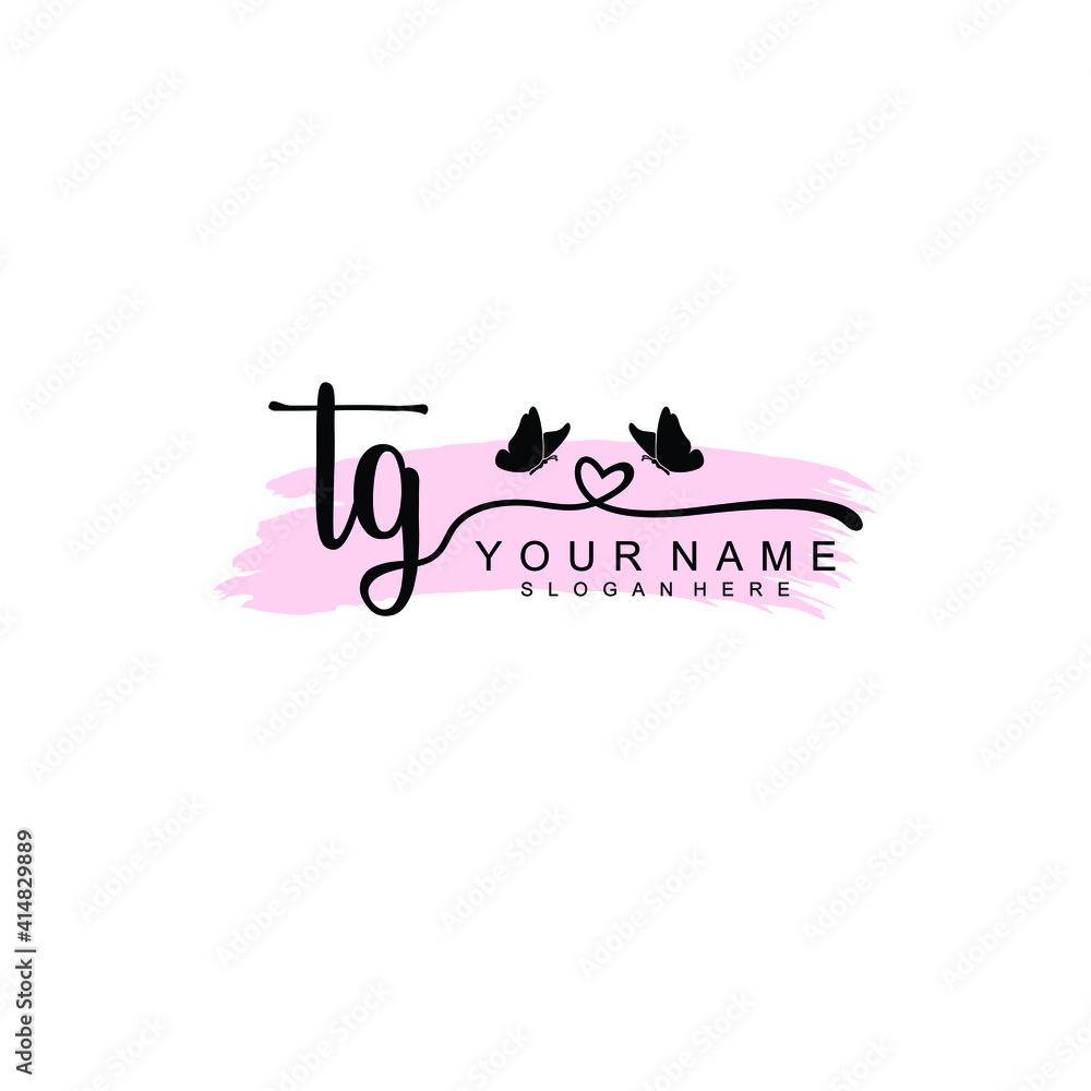 TG Initial handwriting logo template vector