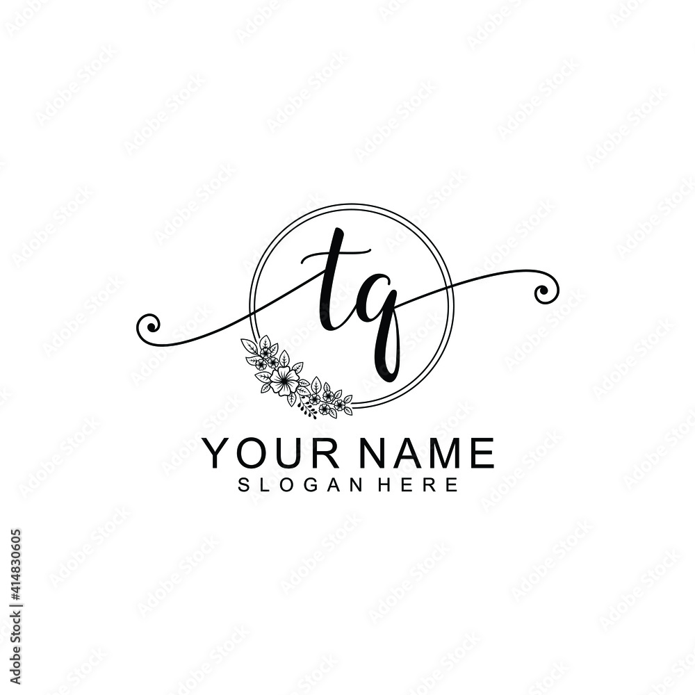 TQ Initial handwriting logo template vector TQ Initial handwriting logo template vector