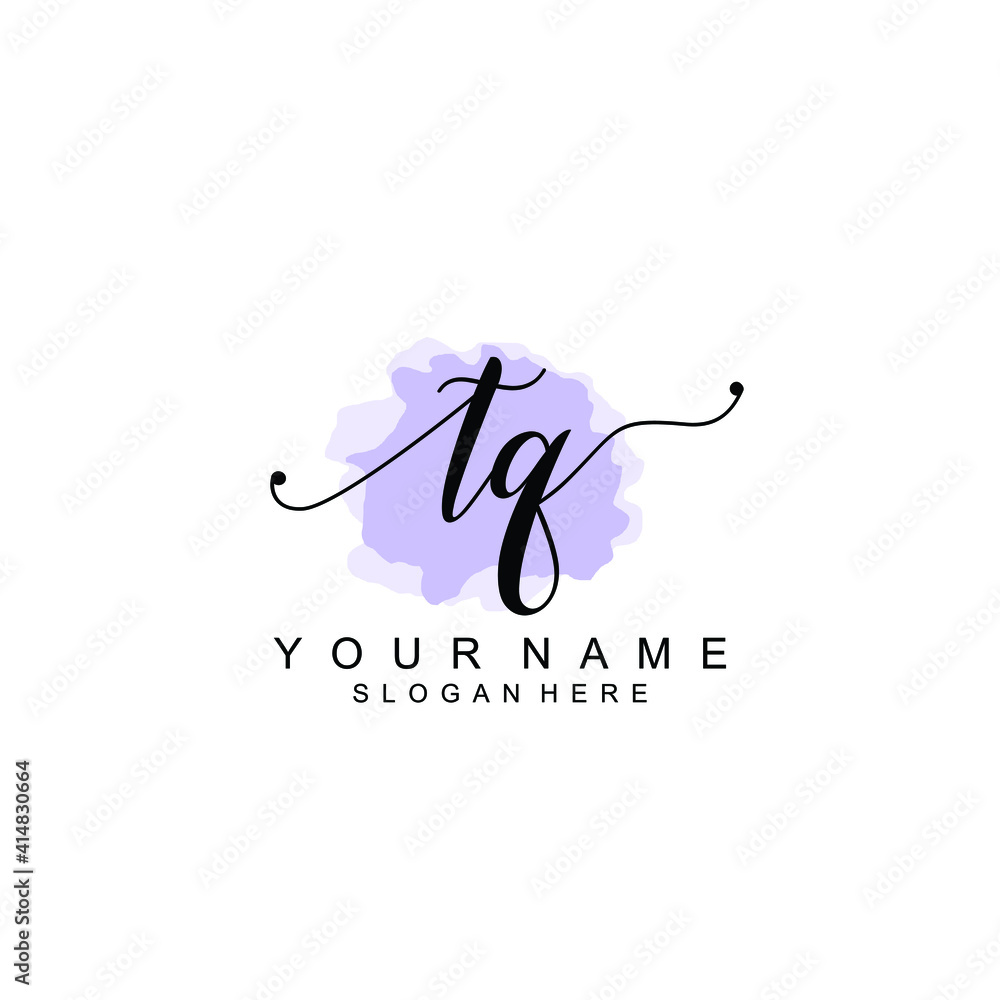 TQ Initial handwriting logo template vector TQ Initial handwriting logo template vector
