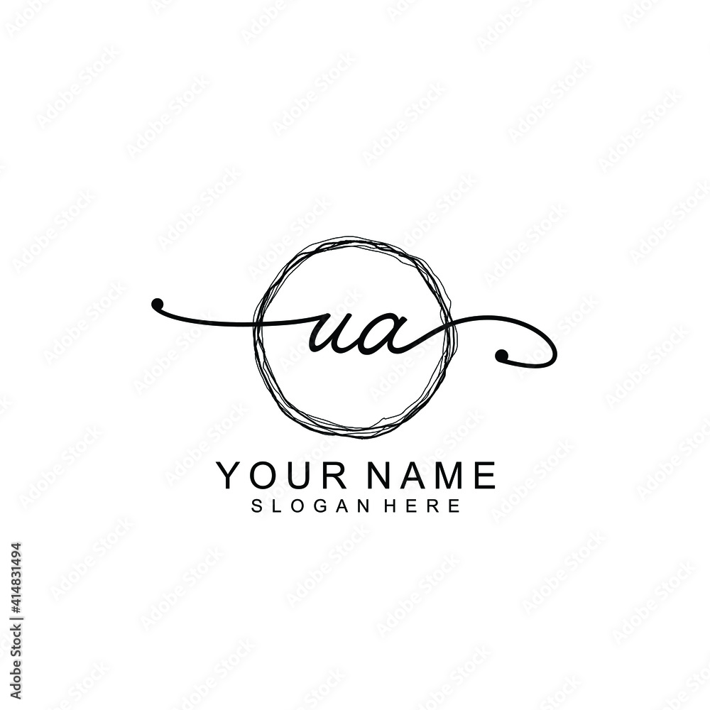 UA Initial handwriting logo template vector UA Initial handwriting logo template vector