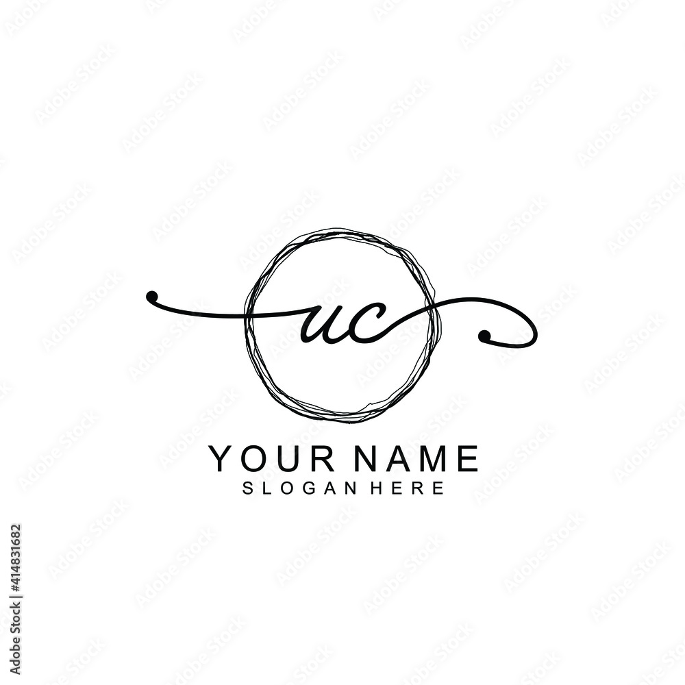 UC Initial handwriting logo template vector UC Initial handwriting logo template vector