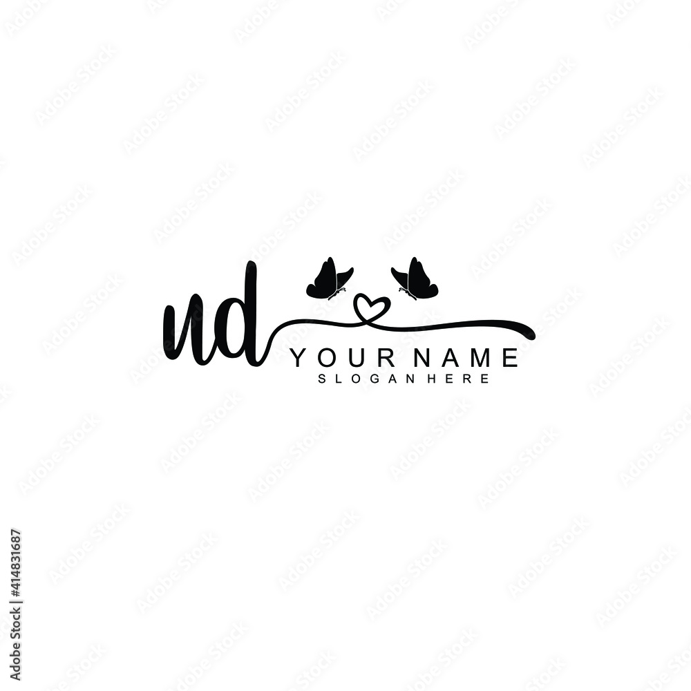 UD Initial handwriting logo template vector UD Initial handwriting logo template vector