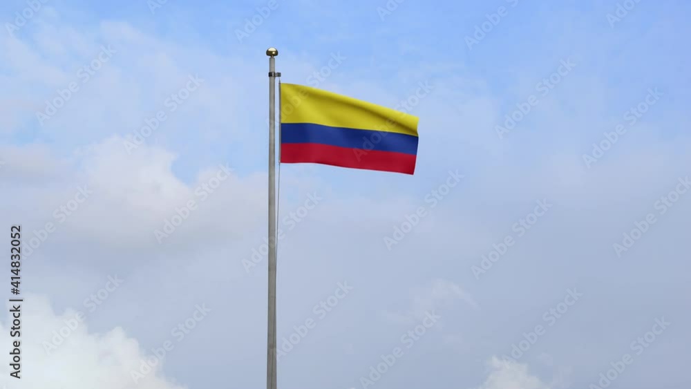 3D illustration Colombian flag waving in wind. Colombia banner blowing, soft and smooth silk. Cloth fabric texture ensign background. Use it for national day and country occasions concept.-Dan 3D illustration Colombian flag waving in wind. Colombia banner blowing, soft and smooth silk. Cloth fabric texture ensign background. Use it for national day and country occasions concept.-Dan