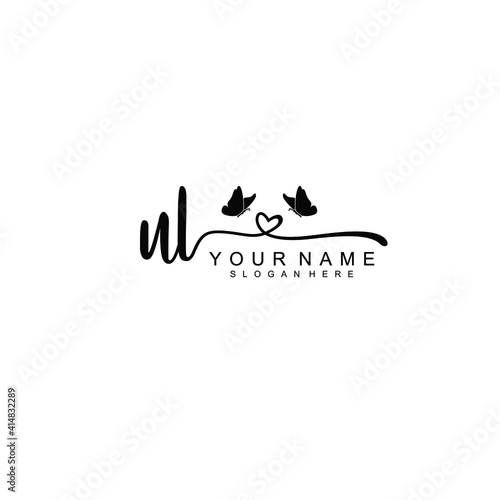 UL Initial handwriting logo template vector