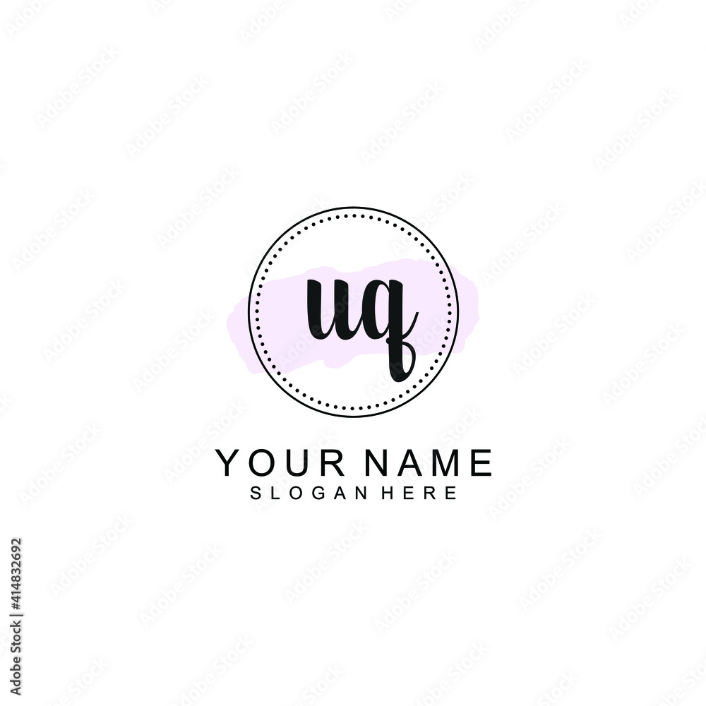 UQ Initial handwriting logo template vector