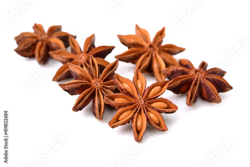 star anise on white background