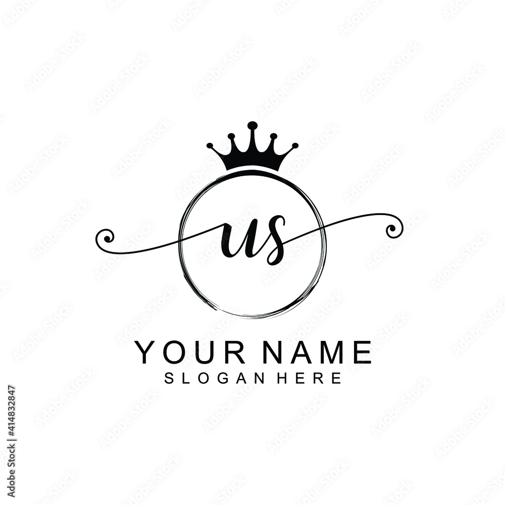 US Initial handwriting logo template vector US Initial handwriting logo template vector