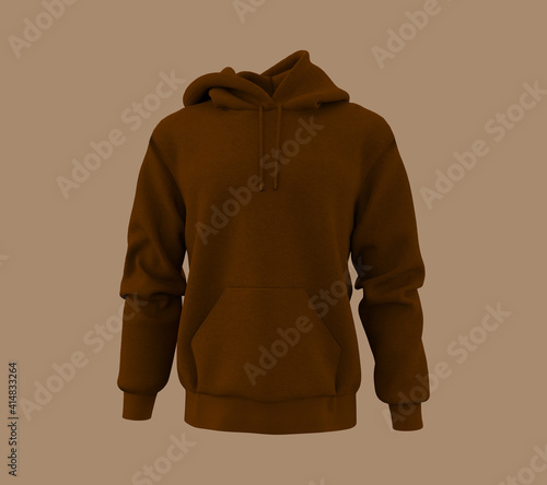 Blank hooded sweatshirt mockup for print, 3d rendering, 3d illustration