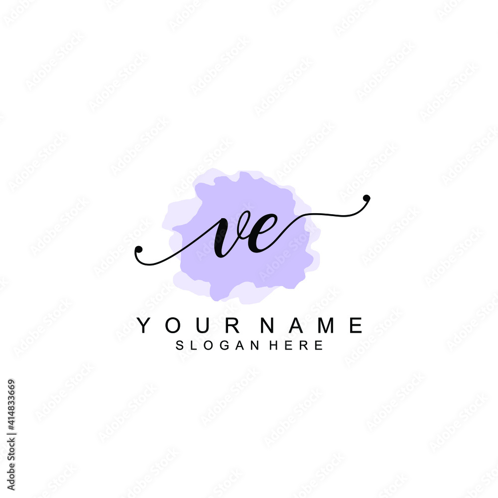 VE Initial handwriting logo template vector VE Initial handwriting logo template vector