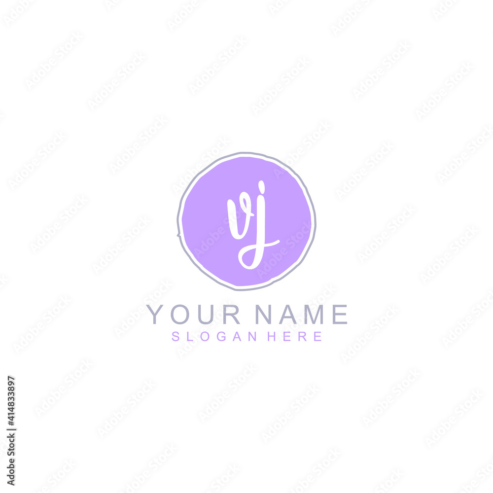 VJ Initial handwriting logo template vector VJ Initial handwriting logo template vector