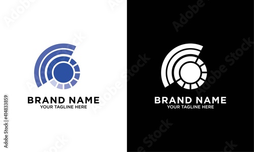 Vector eye and wifi logo combination. Optic and signal symbol or icon. Unique vision and radio logotype design template.