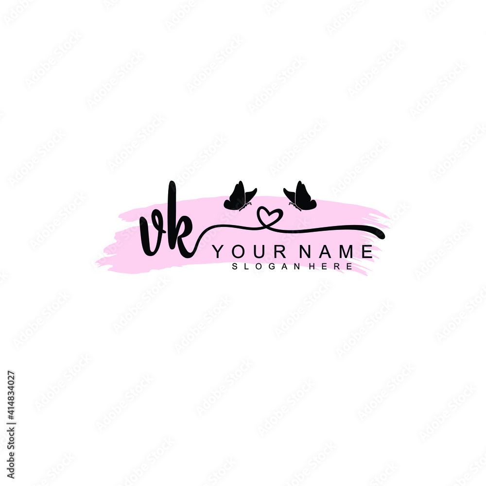 VK Initial handwriting logo template vector VK Initial handwriting logo template vector