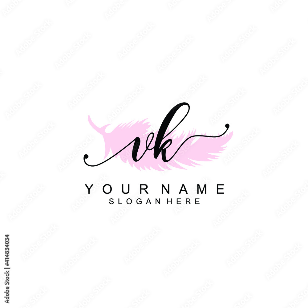 VK Initial handwriting logo template vector VK Initial handwriting logo template vector
