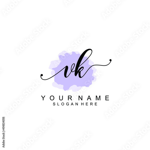 VK Initial handwriting logo template vector