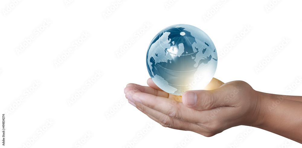 Globe in hand, Earth energy saving concept, image furnished by NASA Globe in hand, Earth energy saving concept, image furnished by NASA