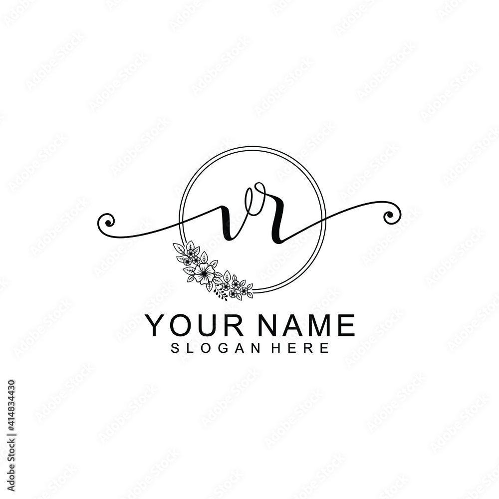 VR Initial handwriting logo template vector VR Initial handwriting logo template vector
