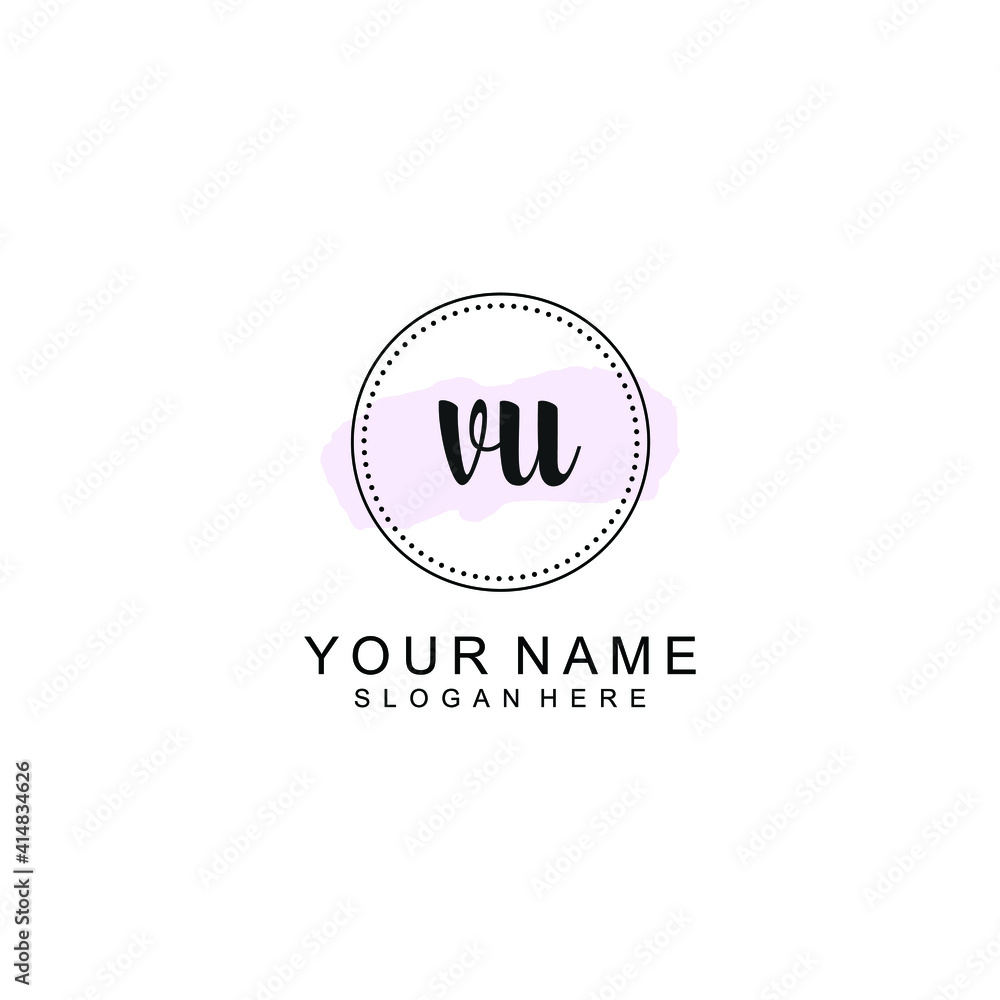 VU Initial handwriting logo template vector