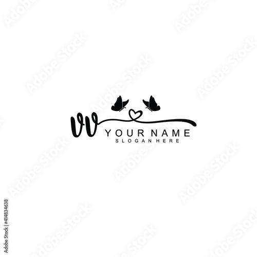 VV Initial handwriting logo template vector