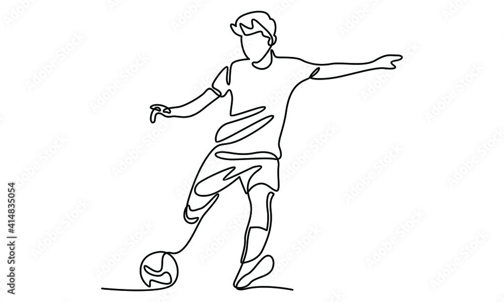 Fototapeta premium Continue line of soccer player