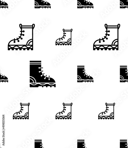 Camping Boots Seamless Pattern, Hunting Hiking Protective Boots