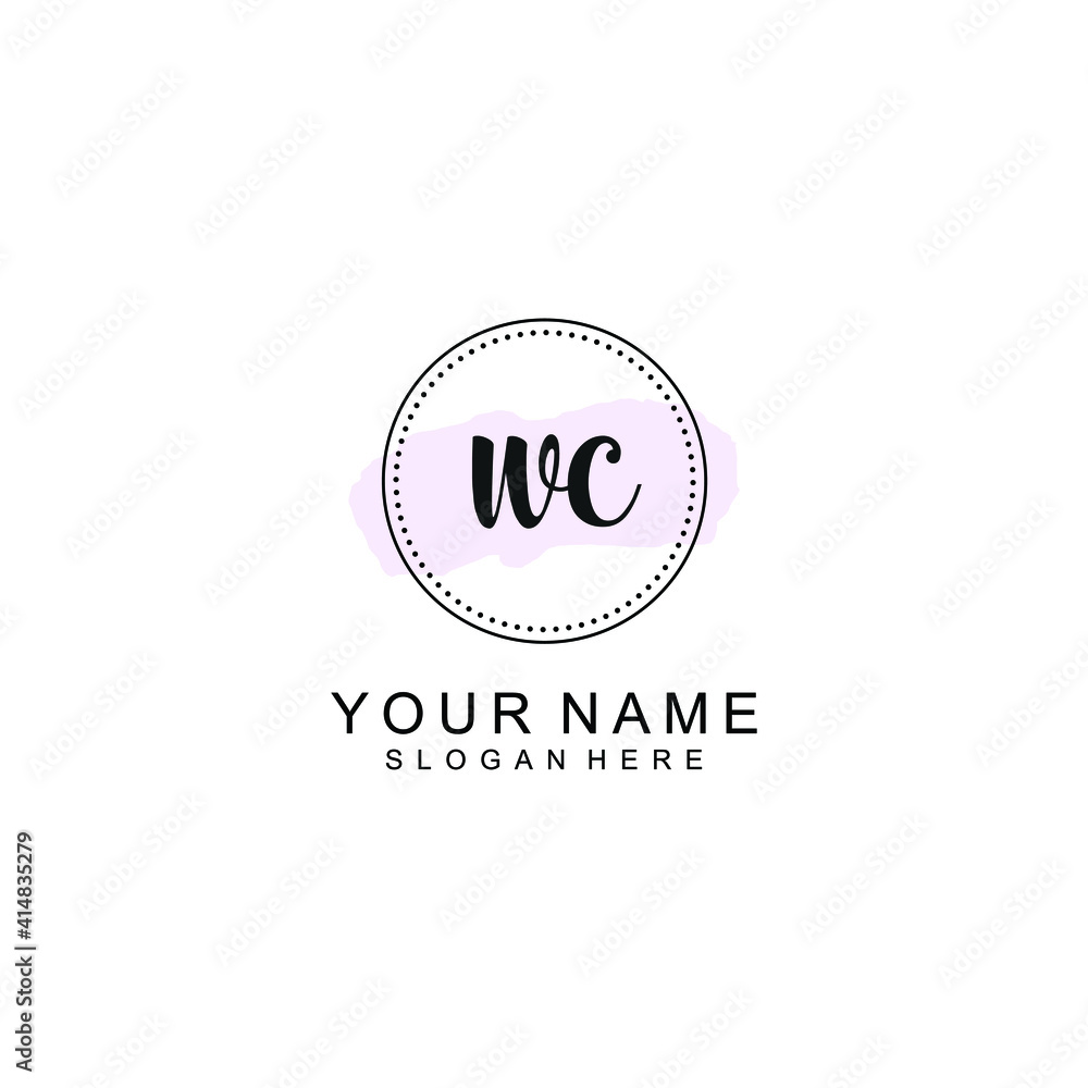 WC Initial handwriting logo template vector WC Initial handwriting logo template vector