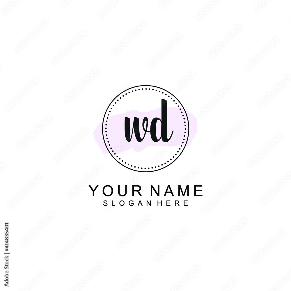 WD Initial handwriting logo template vector WD Initial handwriting logo template vector