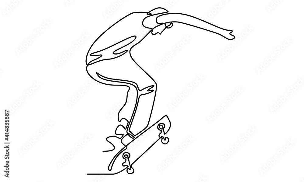 Continue line of boy playing skateboard Continue line of boy playing skateboard