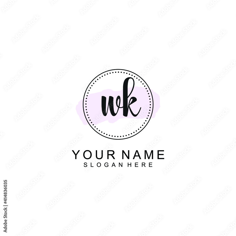 WK Initial handwriting logo template vector WK Initial handwriting logo template vector