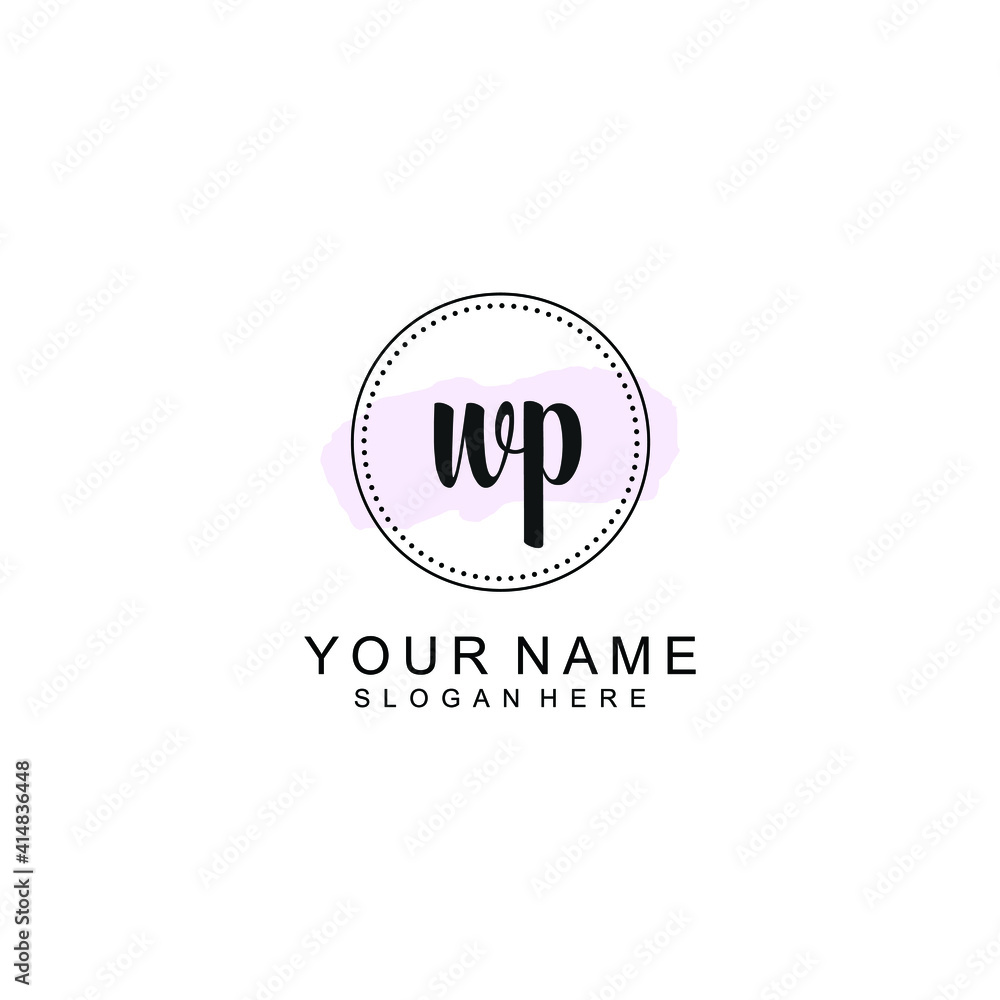WP Initial handwriting logo template vector WP Initial handwriting logo template vector