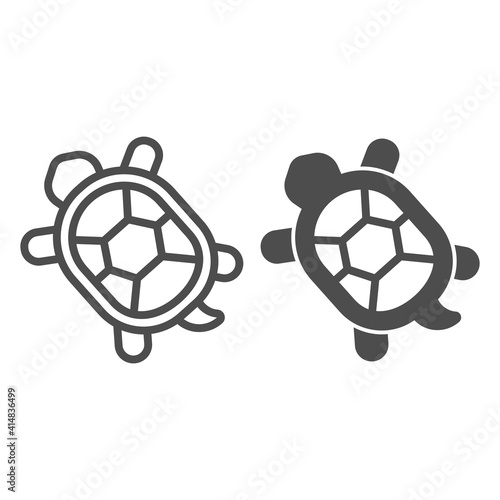 Turtle with hard shell line and solid icon, domestic animals concept, tortoise sign on white background, Turtle icon in outline style for mobile concept and web design. Vector graphics. photo