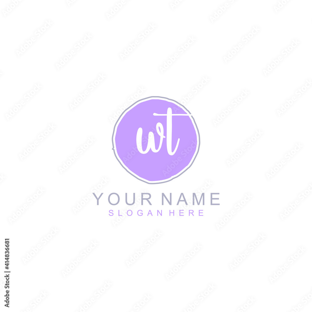 WT Initial handwriting logo template vector WT Initial handwriting logo template vector
