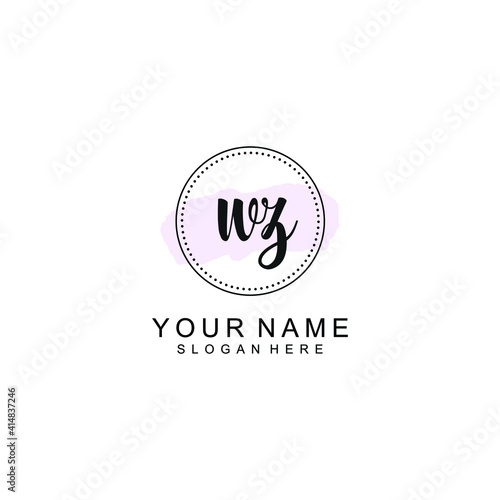 WZ Initial handwriting logo template vector