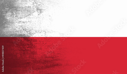 Grunge Poland flag textured background. Vector illustration