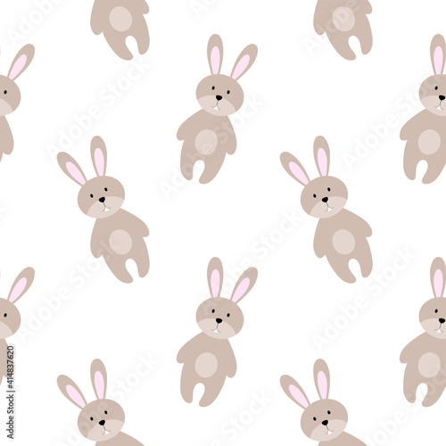 Seamless pattern with cute bunnies. Wallpaper for sewing children s clothing  printing on fabric  packaging paper.