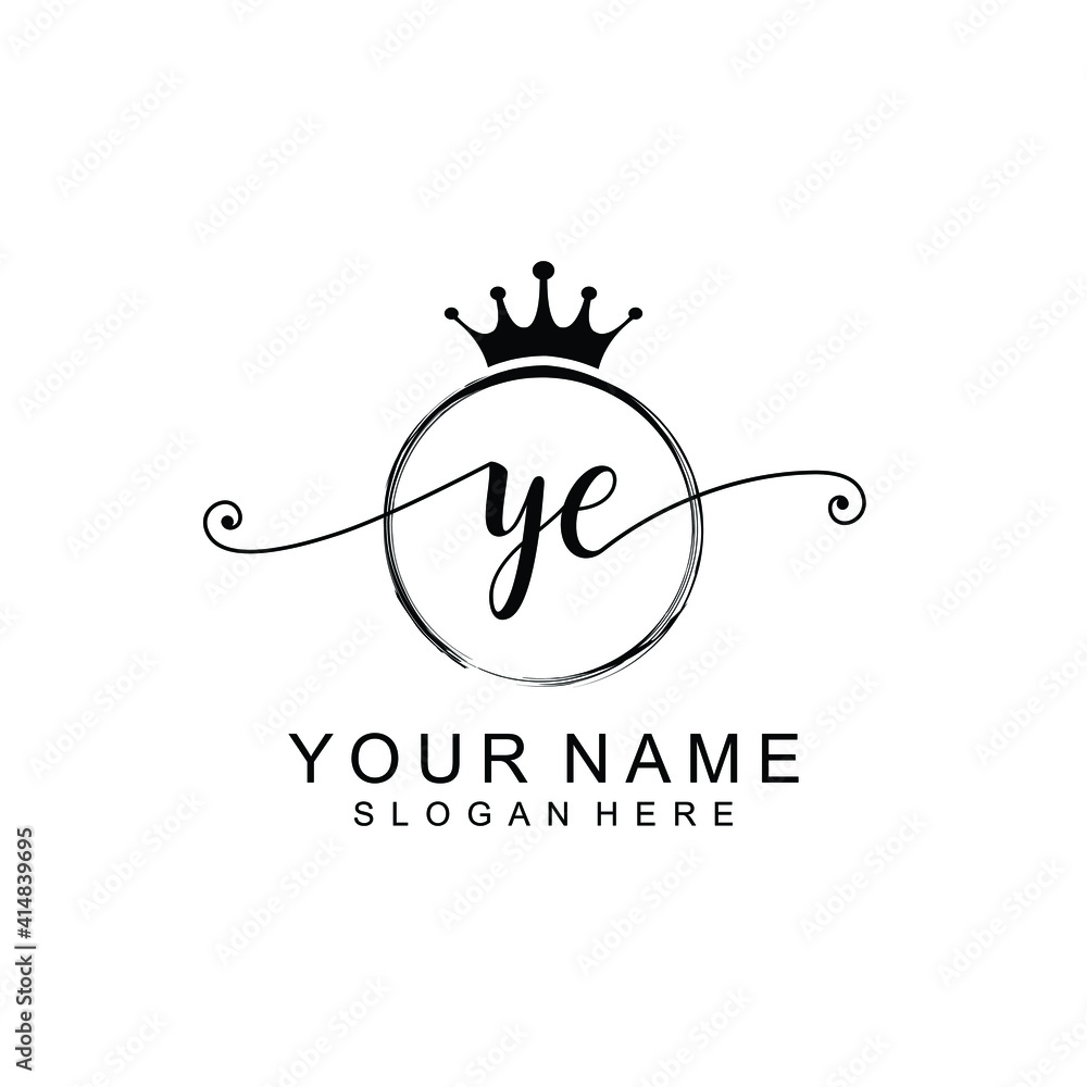 YE Initial handwriting logo template vector YE Initial handwriting logo template vector