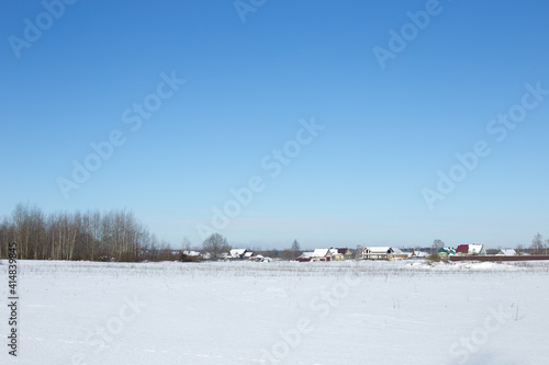 Winter landscape, blue skies and sparkling snow